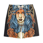Native American Wolf Girl Print Cotton Shorts