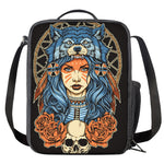 Native American Wolf Girl Print Crossbody Lunch Bag