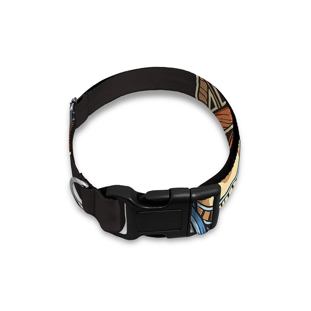 Native American Wolf Girl Print Dog Collar