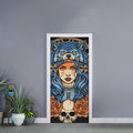 Native American Wolf Girl Print Door Sticker