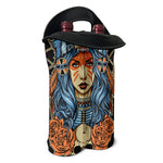 Native American Wolf Girl Print Double Neoprene Wine Tote