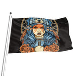 Native American Wolf Girl Print Flag