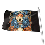 Native American Wolf Girl Print Flag