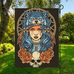 Native American Wolf Girl Print Garden Flag