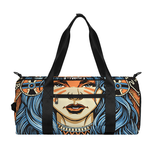 Native American Wolf Girl Print Gym Bag