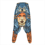 Native American Wolf Girl Print Hammer Pants