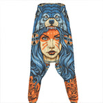 Native American Wolf Girl Print Hammer Pants