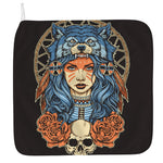 Native American Wolf Girl Print Hand Towel