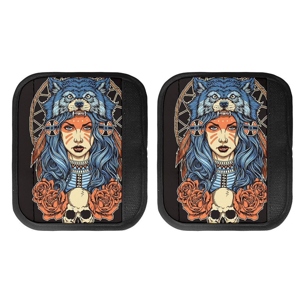 Native American Wolf Girl Print Handle Covers