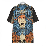 Native American Wolf Girl Print Hawaiian Shirt