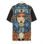 Native American Wolf Girl Print Hawaiian Shirt
