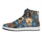 Native American Wolf Girl Print High Top Leather Sneakers