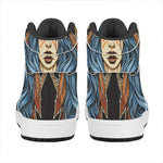 Native American Wolf Girl Print High Top Leather Sneakers