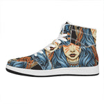 Native American Wolf Girl Print High Top Leather Sneakers
