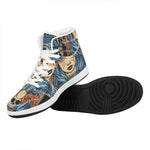 Native American Wolf Girl Print High Top Leather Sneakers