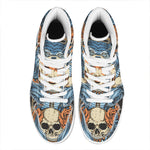 Native American Wolf Girl Print High Top Leather Sneakers