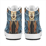 Native American Wolf Girl Print High Top Leather Sneakers