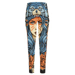 Native American Wolf Girl Print High-Waisted Pocket Leggings