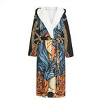 Native American Wolf Girl Print Hooded Bathrobe