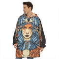 Native American Wolf Girl Print Hoodie Blanket