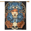 Native American Wolf Girl Print House Flag