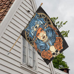 Native American Wolf Girl Print House Flag