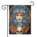 Native American Wolf Girl Print House Flag