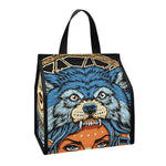 Native American Wolf Girl Print Insulated Lunch Tote
