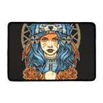 Native American Wolf Girl Print Kitchen Mat