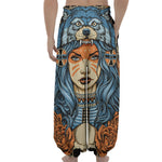 Native American Wolf Girl Print Lantern Pants