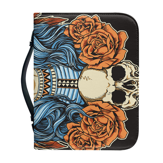 Native American Wolf Girl Print Leather Bible Cover
