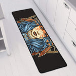 Native American Wolf Girl Print Long Kitchen Mat