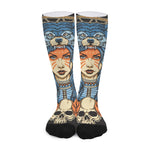 Native American Wolf Girl Print Long Socks