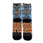 Native American Wolf Girl Print Long Socks