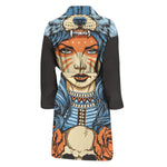 Native American Wolf Girl Print Men's Bathrobe