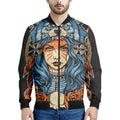 Native American Wolf Girl Print Men's Bomber Jacket