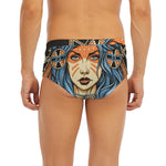 Native American Wolf Girl Print Men's Briefs