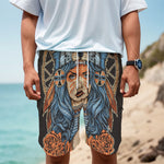 Native American Wolf Girl Print Men's Cargo Shorts