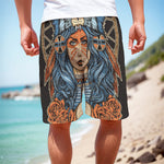 Native American Wolf Girl Print Men's Cargo Shorts