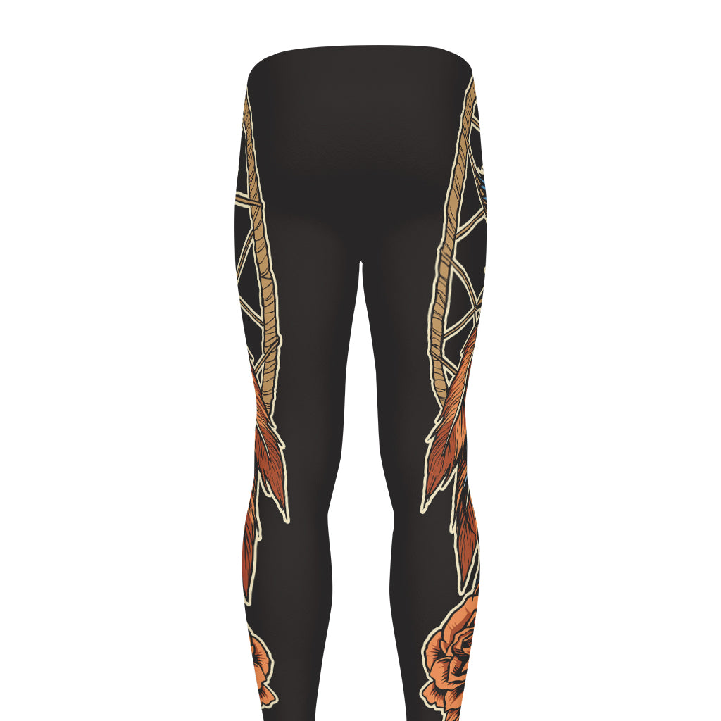Native American Wolf Girl Print Men's leggings