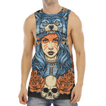 Native American Wolf Girl Print Men's Muscle Tank Top