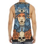 Native American Wolf Girl Print Men's Muscle Tank Top