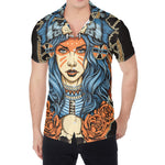 Native American Wolf Girl Print Men's Shirt