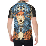 Native American Wolf Girl Print Men's Shirt