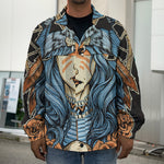 Native American Wolf Girl Print Men's Shirt Jacket