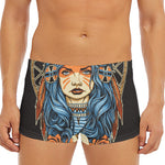 Native American Wolf Girl Print Men's Short Boxer Briefs
