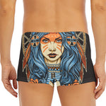 Native American Wolf Girl Print Men's Short Boxer Briefs