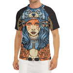 Native American Wolf Girl Print Men's Short Sleeve Rash Guard