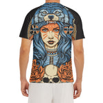 Native American Wolf Girl Print Men's Short Sleeve Rash Guard