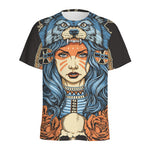 Native American Wolf Girl Print Men's Sports T-Shirt